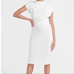 Express Draped Sleeve Mock Neck Sheath Dress, Medium